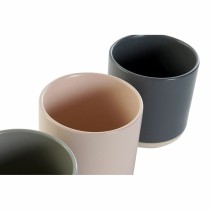 Tasse mug DKD Home Decor Rose clair Gris foncé Gris clair Grès (350 ml) (4 Unités)