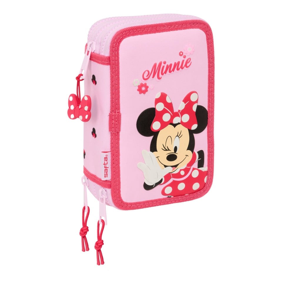 Pochette à crayons triple Minnie Mouse Naive Rose 12,5 x 19,5 x 5,5 cm 37 Pièces