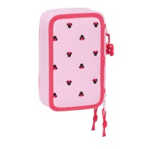 Pochette à crayons triple Minnie Mouse Naive Rose 12,5 x 19,5 x 5,5 cm 37 Pièces