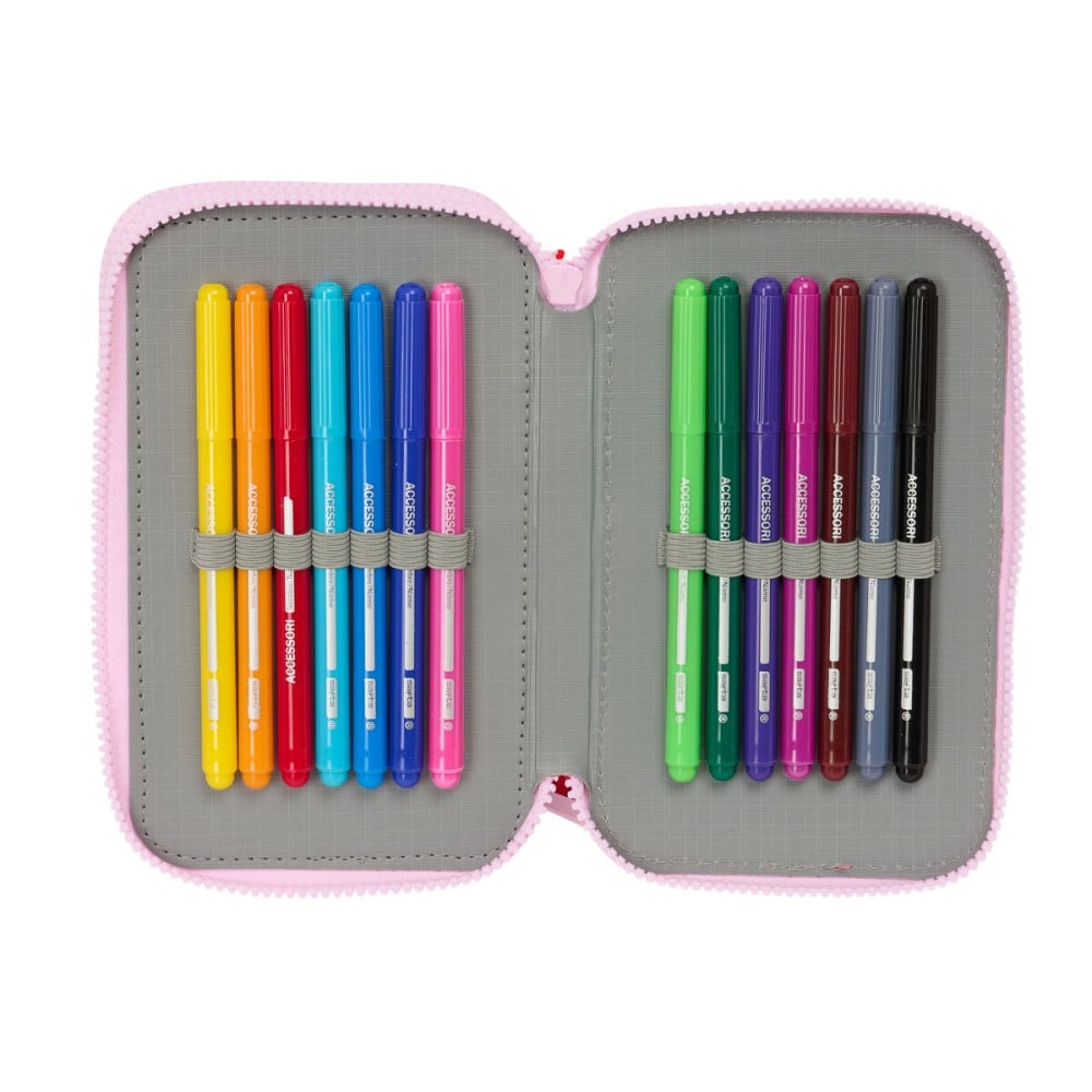 Triple Pencil Case Minnie Mouse Naive Pink 12,5 x 19,5 x 5,5 cm 37 Pieces