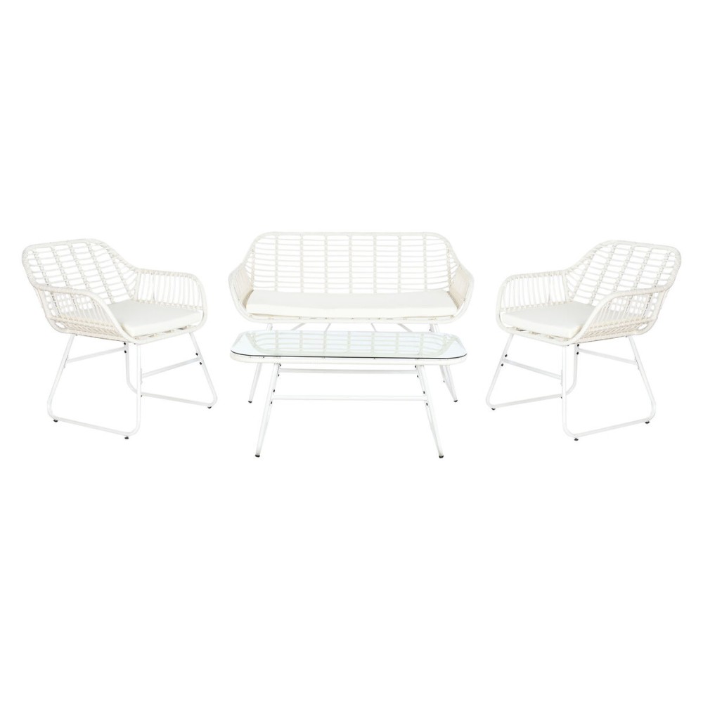Garden furniture DKD Home Decor White 124 x 74 x 84 cm (4 Pieces)