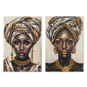 Bild Home ESPRIT Schwarz Gold Kolonial Afrikanerin 60 x 3 x 90 cm (2 Stück)