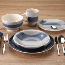 Dinnerware Set Versa Leanne Dark blue Stoneware 26,5 x 26,5 cm 18 Pieces
