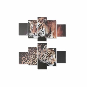 Canvas DKD Home Decor Pinewood Canvas 150 x 2 x 80 cm Tiger