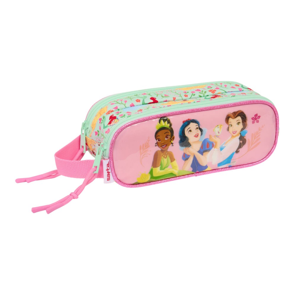 Zweifaches Mehrzweck-Etui Disney Princess Bloom grün Rosa 21 x 8 x 6 cm
