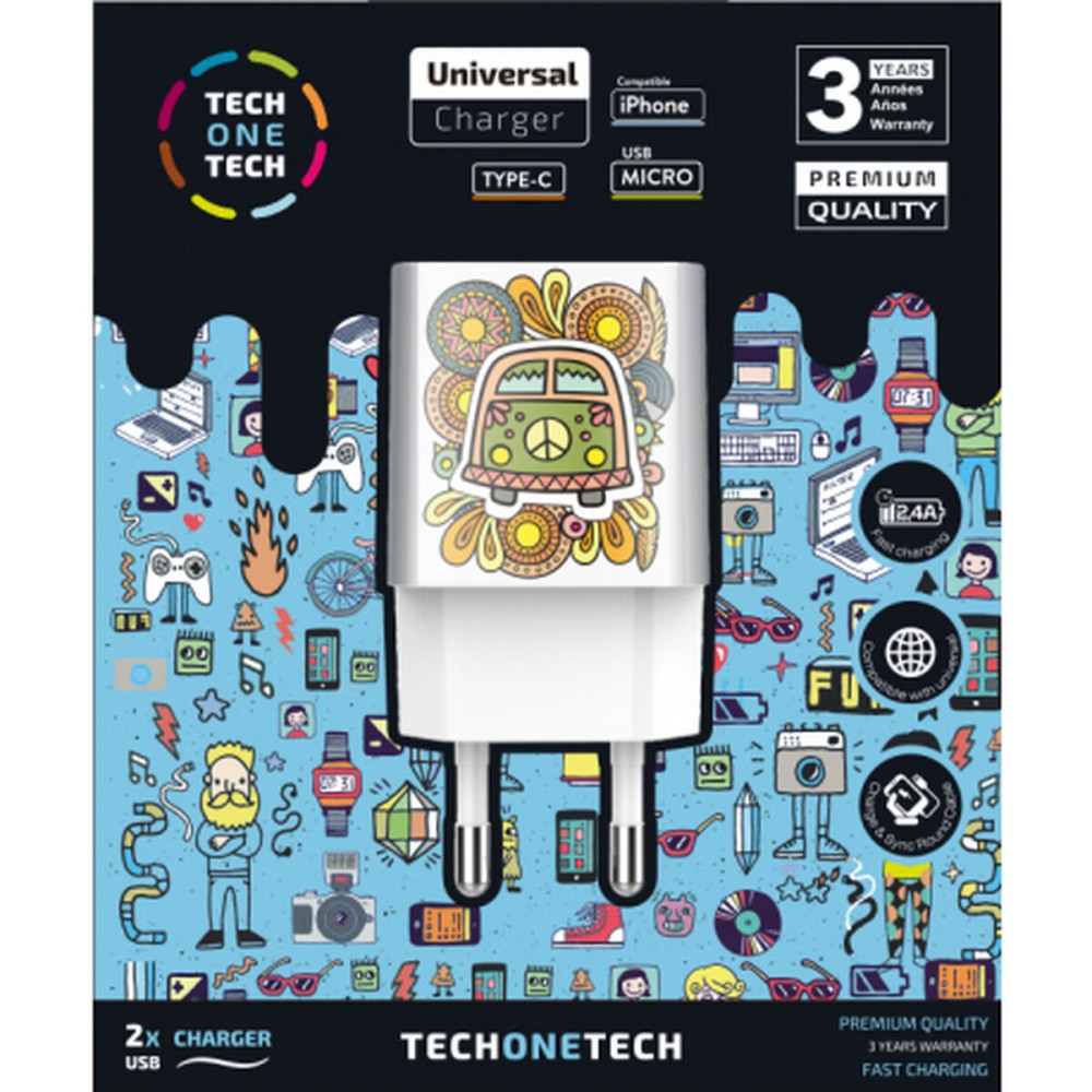 Chargeur mural Tech One Tech TEC2503 Blanc (1 Unité)