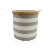 Sugar Bowl Versa Grey Ceramic Dolomite 8 x 8 x 8 cm Stripes Circular