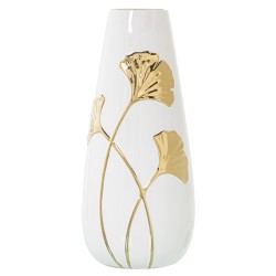 Vase Alexandra House Living Weiß Gold aus Keramik Blomster 16 x 17 x 33 cm