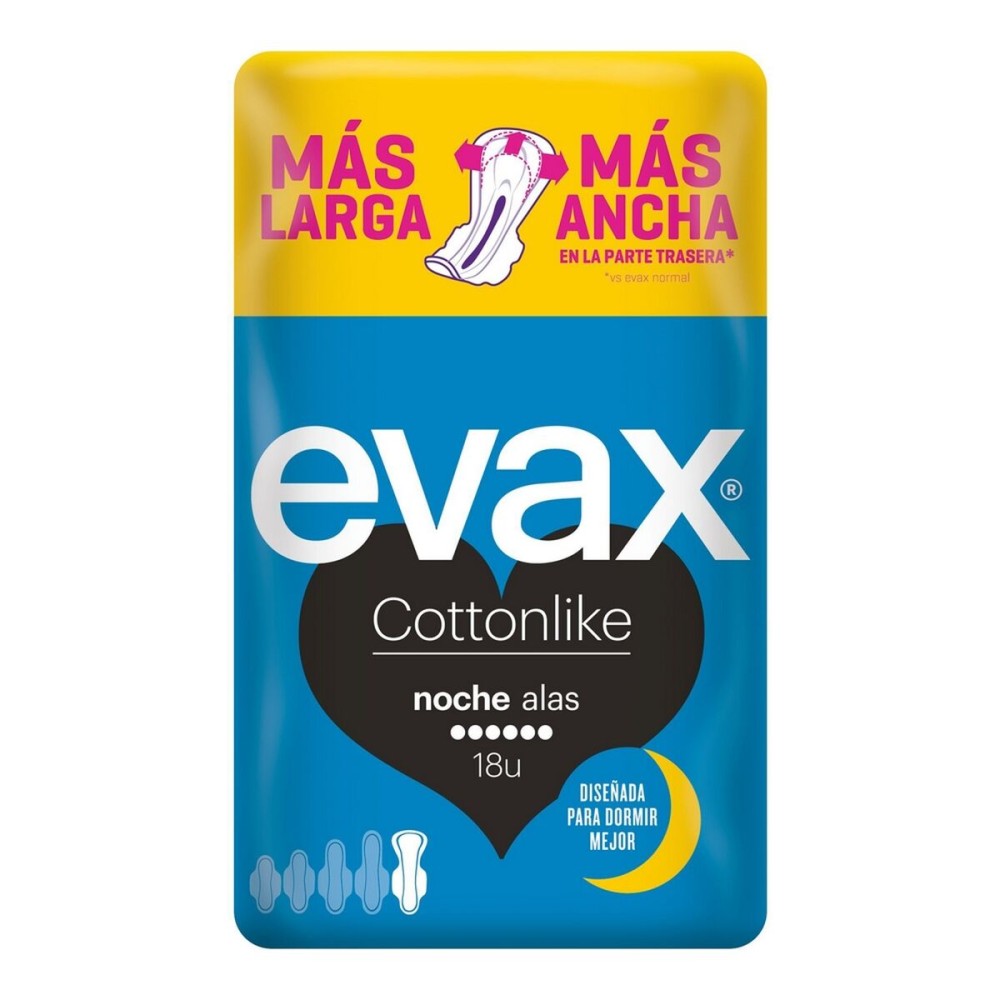 Night Sanitary Pads with Wings Evax COTTONLIKE (9 uds)