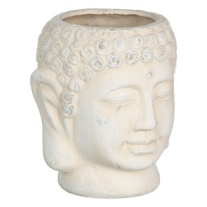 Cache-pot Crème Terre cuite Buda Oriental 14 x 14 x 15,5 cm