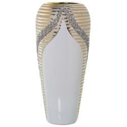 Vase Alexandra House Living Blanc Champagne Céramique Brillant 18 x 18 x 37 cm