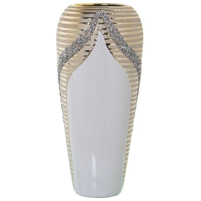 Vase Alexandra House Living Weiß Champagne aus Keramik Brillant 18 x 18 x 37 cm