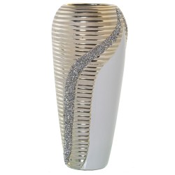 Vase Alexandra House Living Blanc Champagne Céramique Brillant 18 x 18 x 37 cm