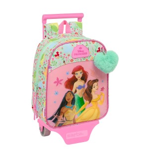 Schulrucksack mit Rädern Disney Princess Bloom grün Rosa 22 x 27 x 10 cm
