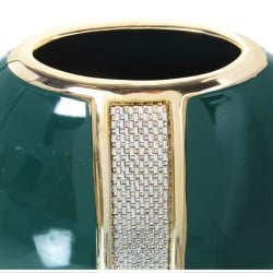 Vase Alexandra House Living Golden Silver Dark green Ceramic Shiny 13 x 23 x 22 cm