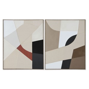 Painting Home ESPRIT Brown Beige Jute polystyrene Abstract Urban 82 x 3,8 x 102 cm (2 Units)