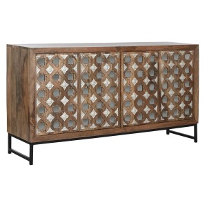 Anrichte Home ESPRIT Braun Schwarz Silberfarben natürlich Mango-Holz Spiegel 150 x 38 x 80 cm