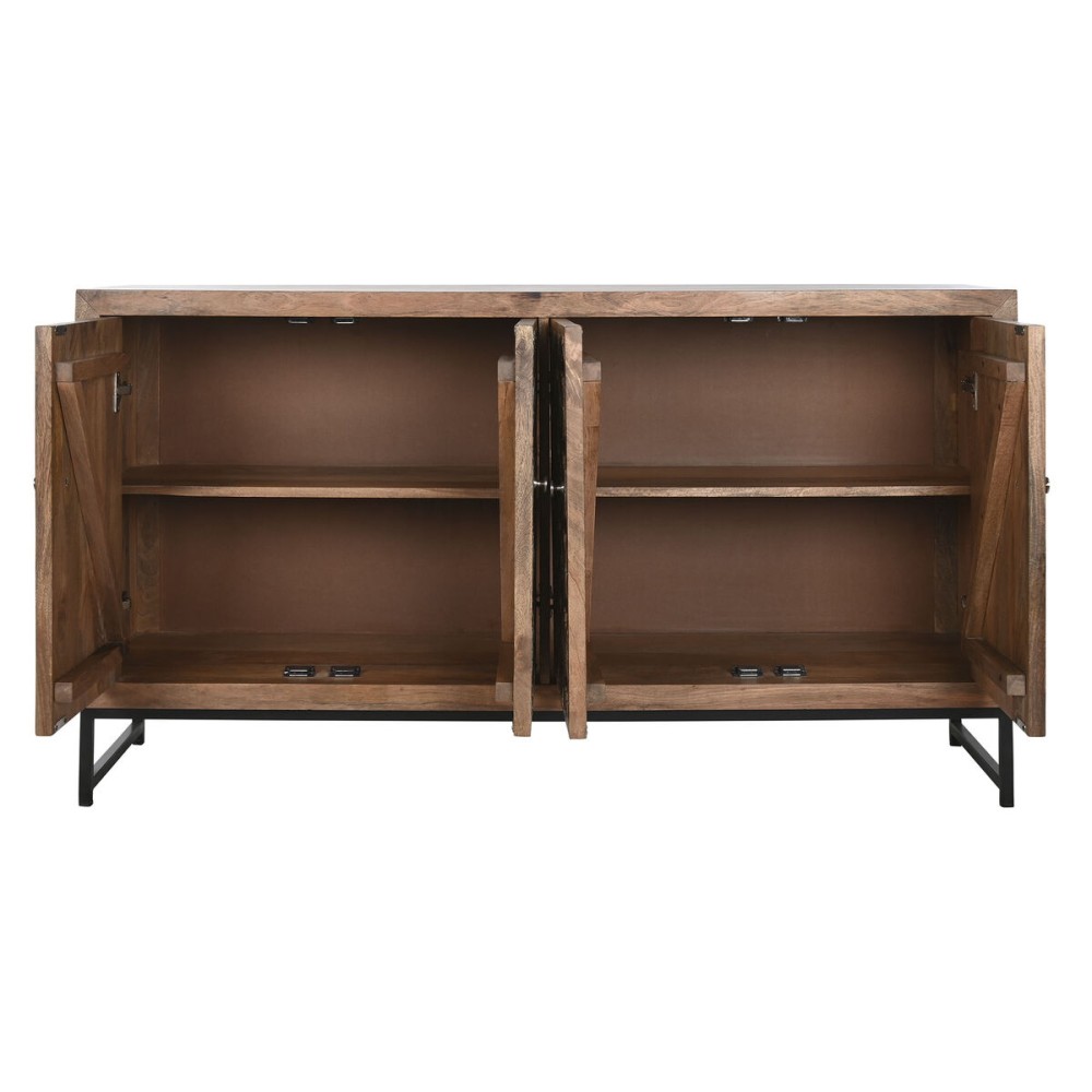 Buffet Home ESPRIT Marron Noir Argenté Naturel Bois de manguier Miroir 150 x 38 x 80 cm