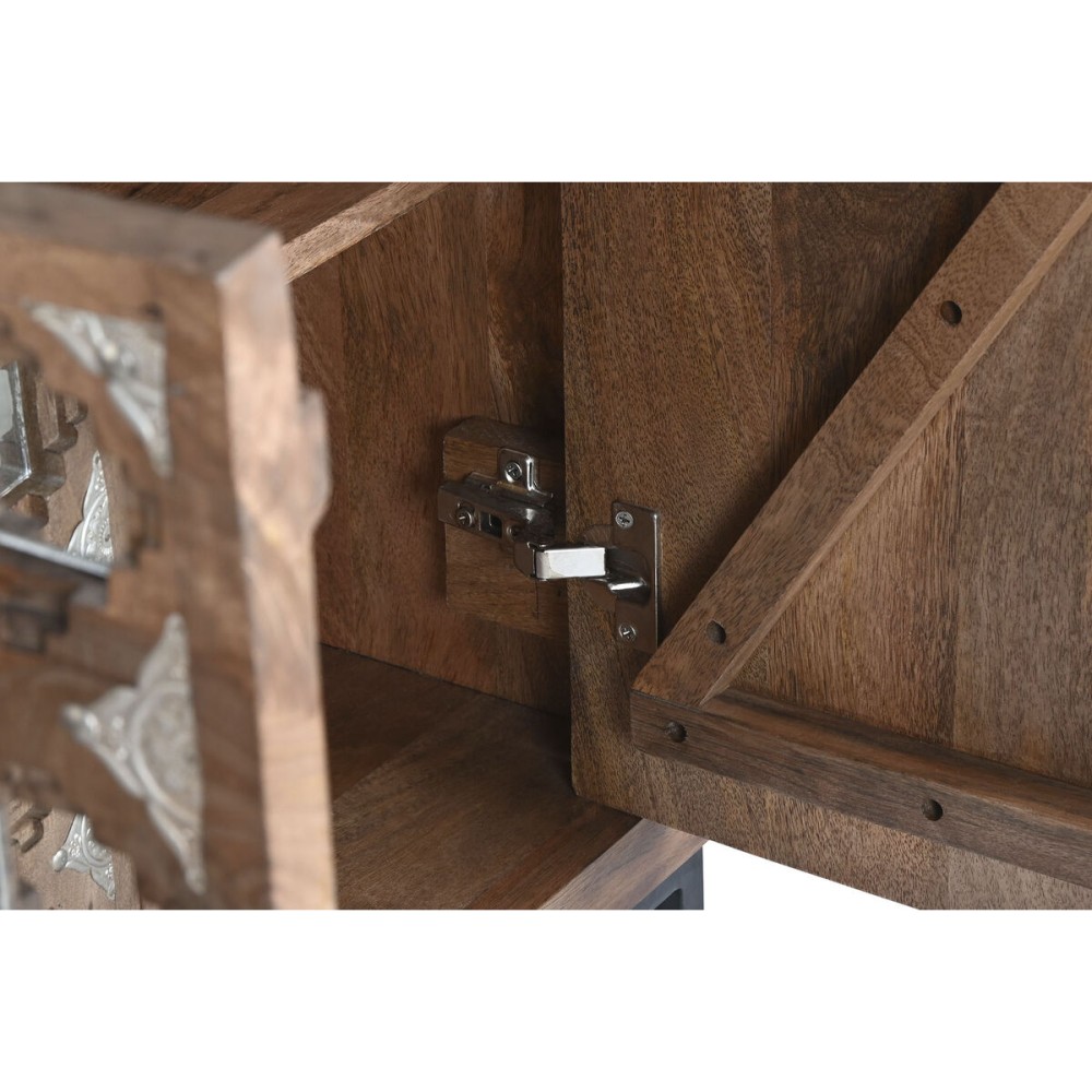 Buffet Home ESPRIT Marron Noir Argenté Naturel Bois de manguier Miroir 150 x 38 x 80 cm