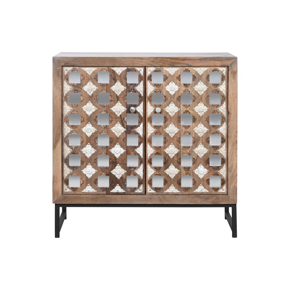 Anrichte Home ESPRIT Braun Schwarz Silberfarben natürlich Mango-Holz Spiegel 80 x 38 x 80 cm