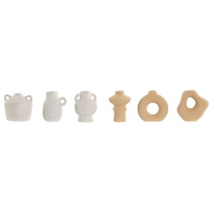Set von 3 Vasen Home ESPRIT Weiß Beige Steingut 32 X 11,5 X 9 cm (3 Stücke) (2 Stück)