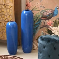 Floor vase Alexandra House Living Blue Ceramic Shiny 18 x 18 x 57 cm