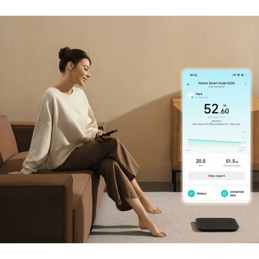 Balance Numérique de Salle de Bain Xiaomi S200 BHR9239GL Gris Verre trempé 150 kg