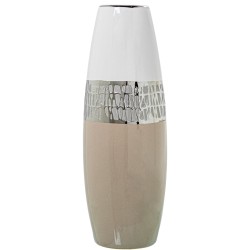 Vase Alexandra House Living Weiß Beige aus Keramik 11 x 11 x 33 cm