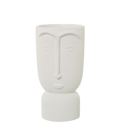 Vase Alexandra House Living Ecru Ceramic Face 13 x 13 x 25 cm