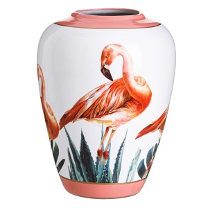 Vase Ceramic Coral White Pink flamingo 36 x 36 x 48 cm