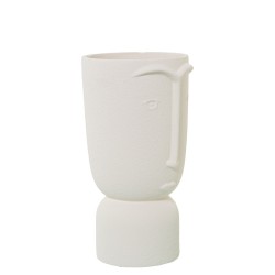 Vase Alexandra House Living Ecru aus Keramik Gesicht 13 x 13 x 25 cm