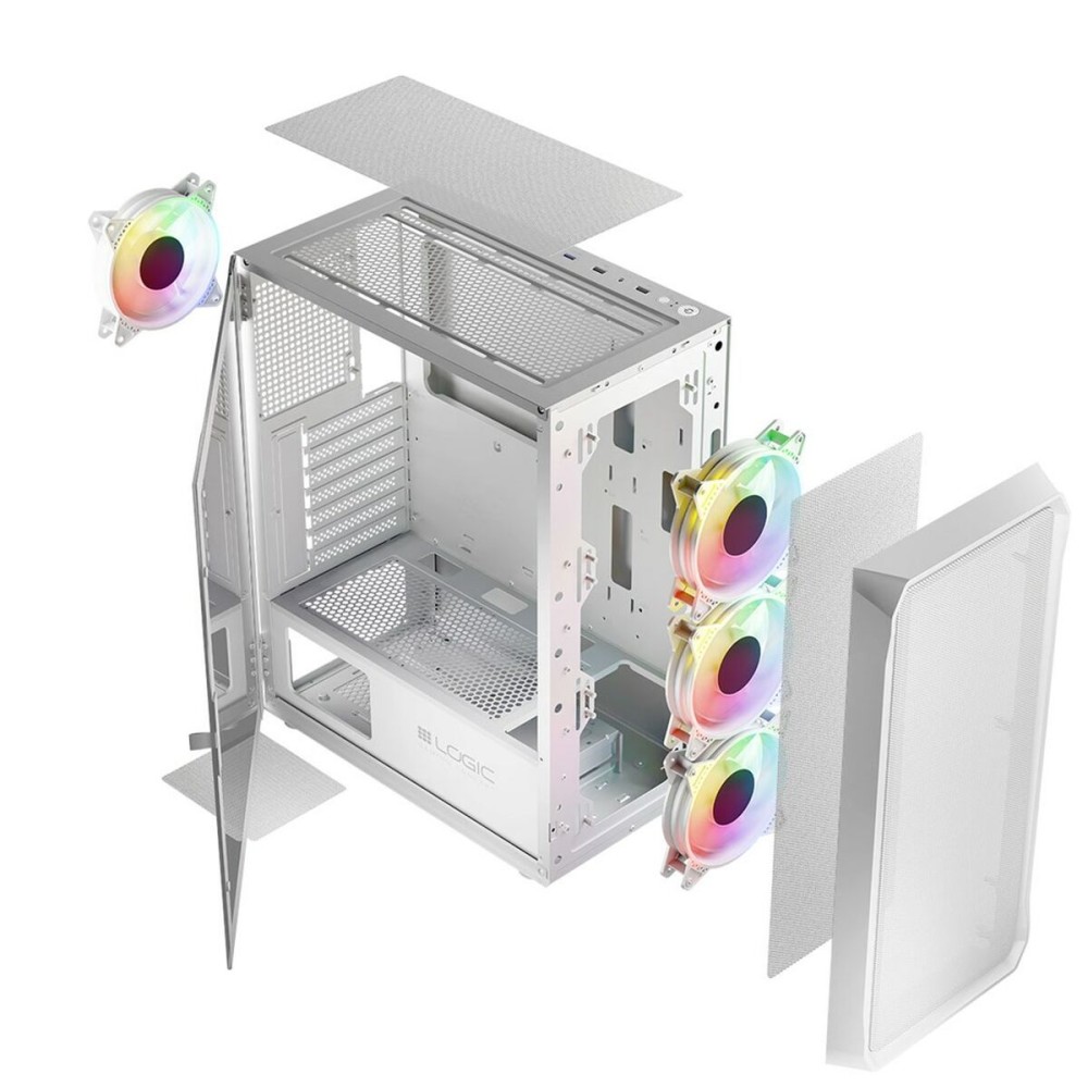 Boîtier ATX semi-tour Logic PORTOS ARGB Blanc Noir