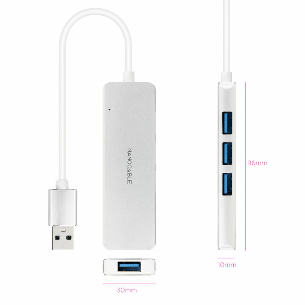 Hub USB NANOCABLE 10.16.4602 Silberfarben