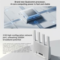 Router Xiaomi White RJ45 Ethernet LAN 10/100/1000 Mbit USB 3.2 Wi-Fi Ethernet LAN 10/100/1000 2.4 GHz-5 GHz Wi-Fi 6 GHz