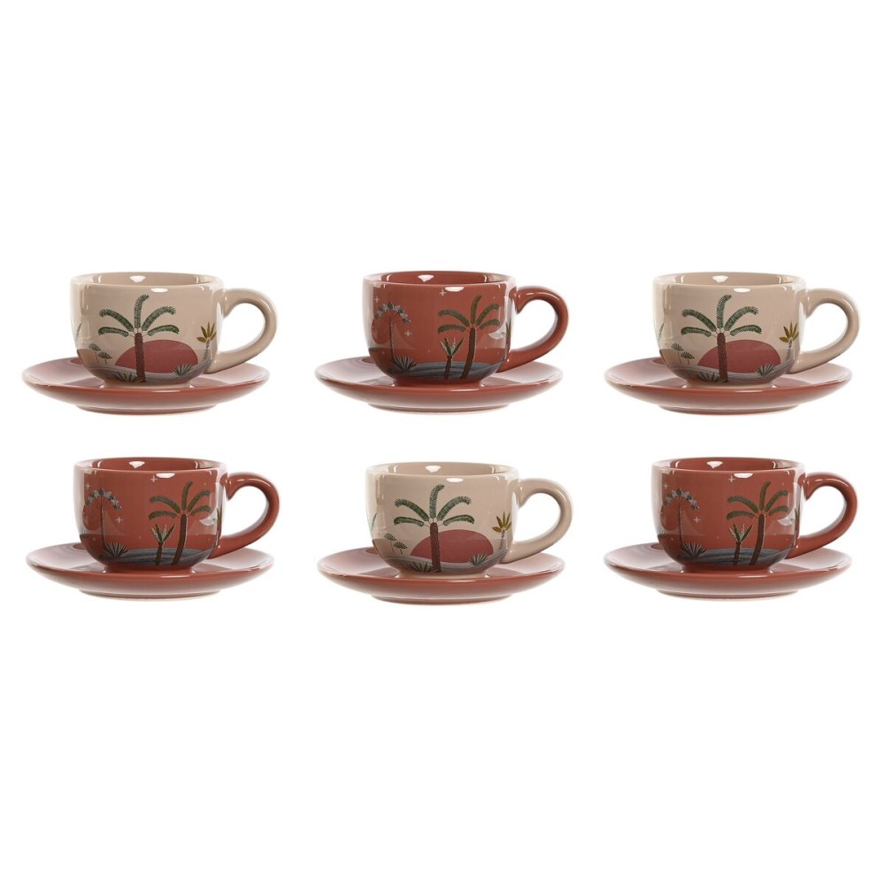 Piece Coffee Cup Set Home ESPRIT Yellow Beige Terracotta Lilac Metal Dolomite 180 ml