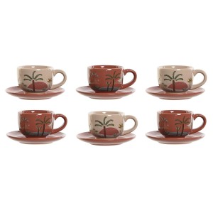 Satz von Kaffeetassen Home ESPRIT Gelb Beige Terrakotta Lila Metall Dolomite 180 ml