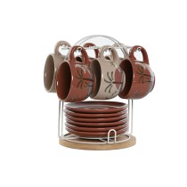 Satz von Kaffeetassen Home ESPRIT Gelb Beige Terrakotta Lila Metall Dolomite 180 ml