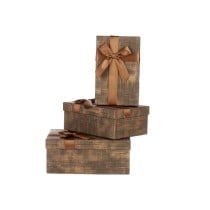 Set of decorative boxes Pincello 138 Brown Black Cardboard Stripes Lasso 3 Pieces