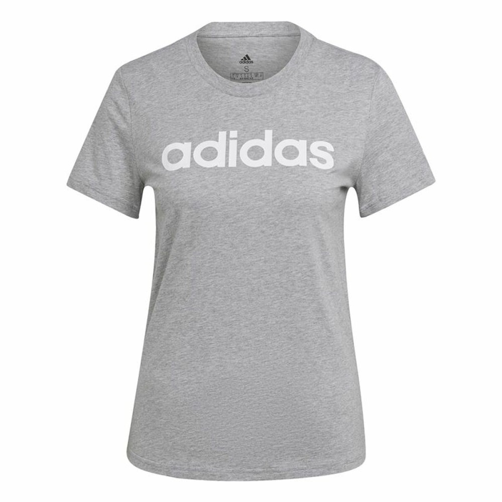 Damen Kurzarm-T-Shirt Adidas Essentials Logo Mujer Hellgrau (L)