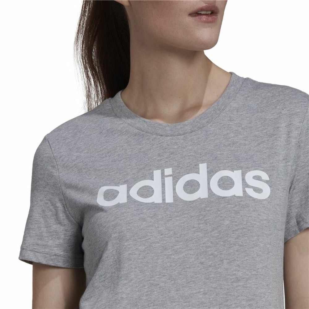 Damen Kurzarm-T-Shirt Adidas Essentials Logo Mujer Hellgrau (L)