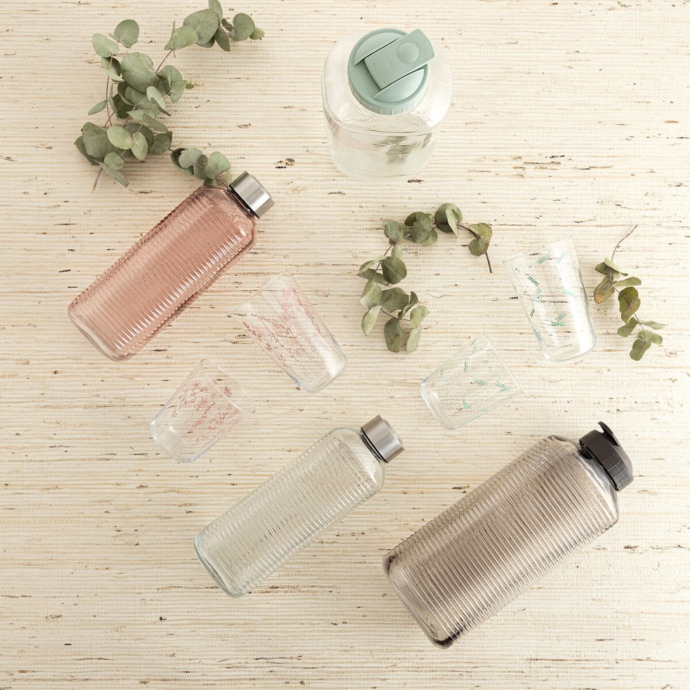 Water bottle Quid Velvet Transparent Glass 1 L (12 Units)