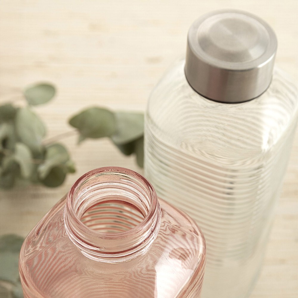 Water bottle Quid Velvet Pink Glass 1 L (12 Units)