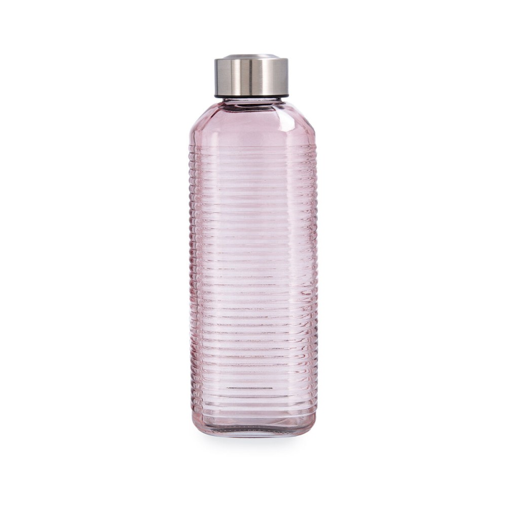 Water bottle Quid Velvet Pink Glass 1 L (12 Units)