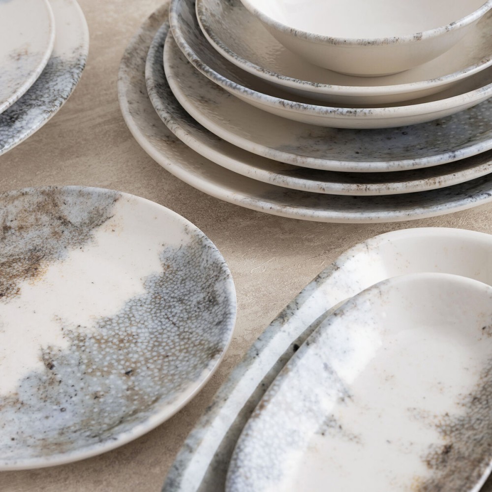Flat Plate Bidasoa Polaris Hydrozero Beige Ceramic Ø 27 cm (6 Units)
