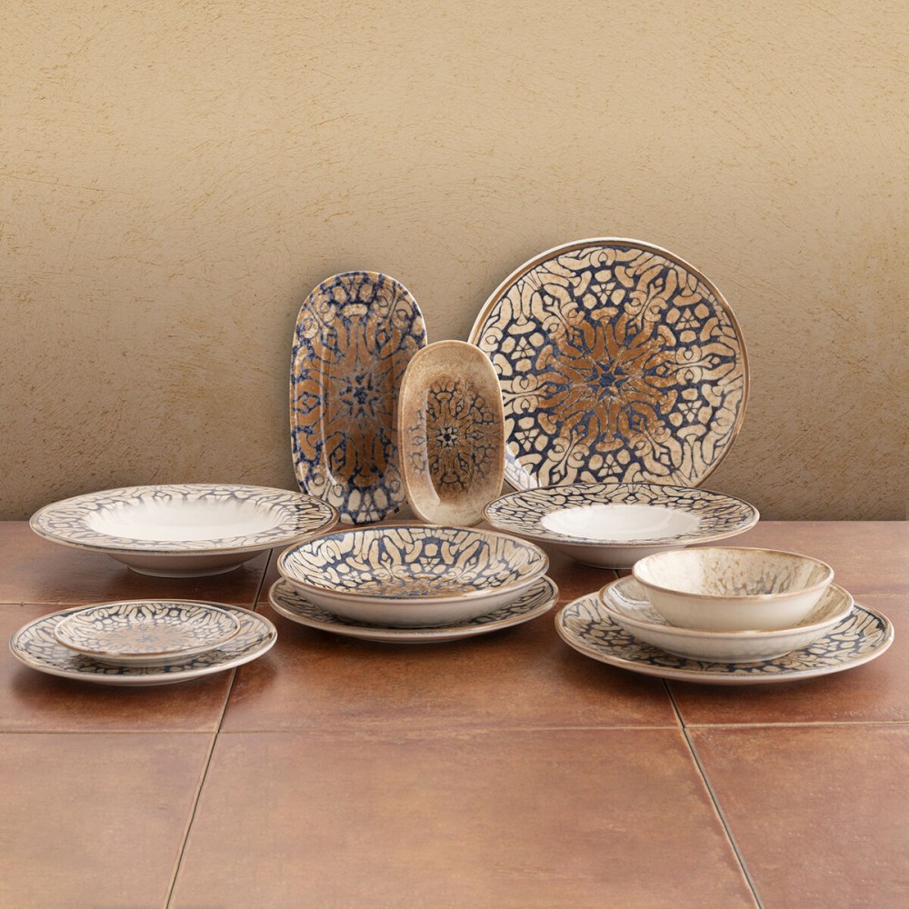 Flat Plate Bidasoa Deneb Hydrozero Brown Ceramic Ø 27 cm (6 Units)