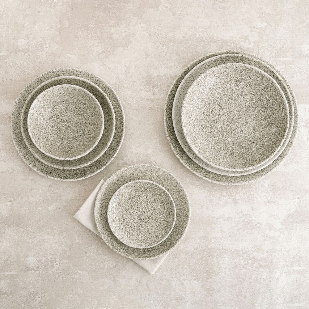 Flat Plate Bidasoa Element Hydrozero Beige Ceramic Ø 25 cm (6 Units)