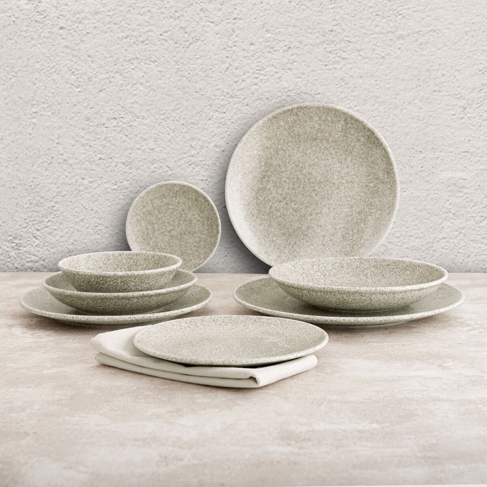 Flat Plate Bidasoa Element Hydrozero Beige Ceramic Ø 25 cm (6 Units)