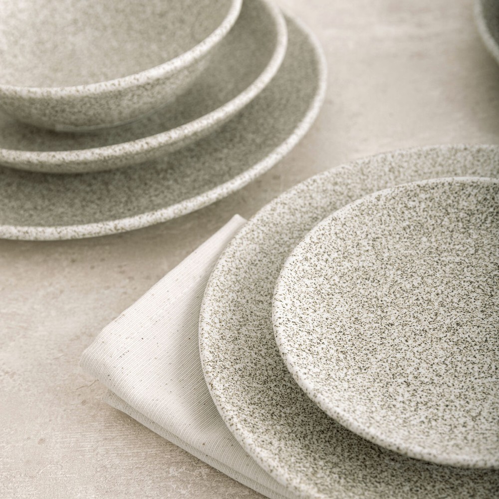 Flat Plate Bidasoa Element Hydrozero Beige Ceramic Ø 25 cm (6 Units)