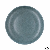 Flat Plate Bidasoa Element Hydrozero Blue Ceramic Ø 27 cm (6 Units)