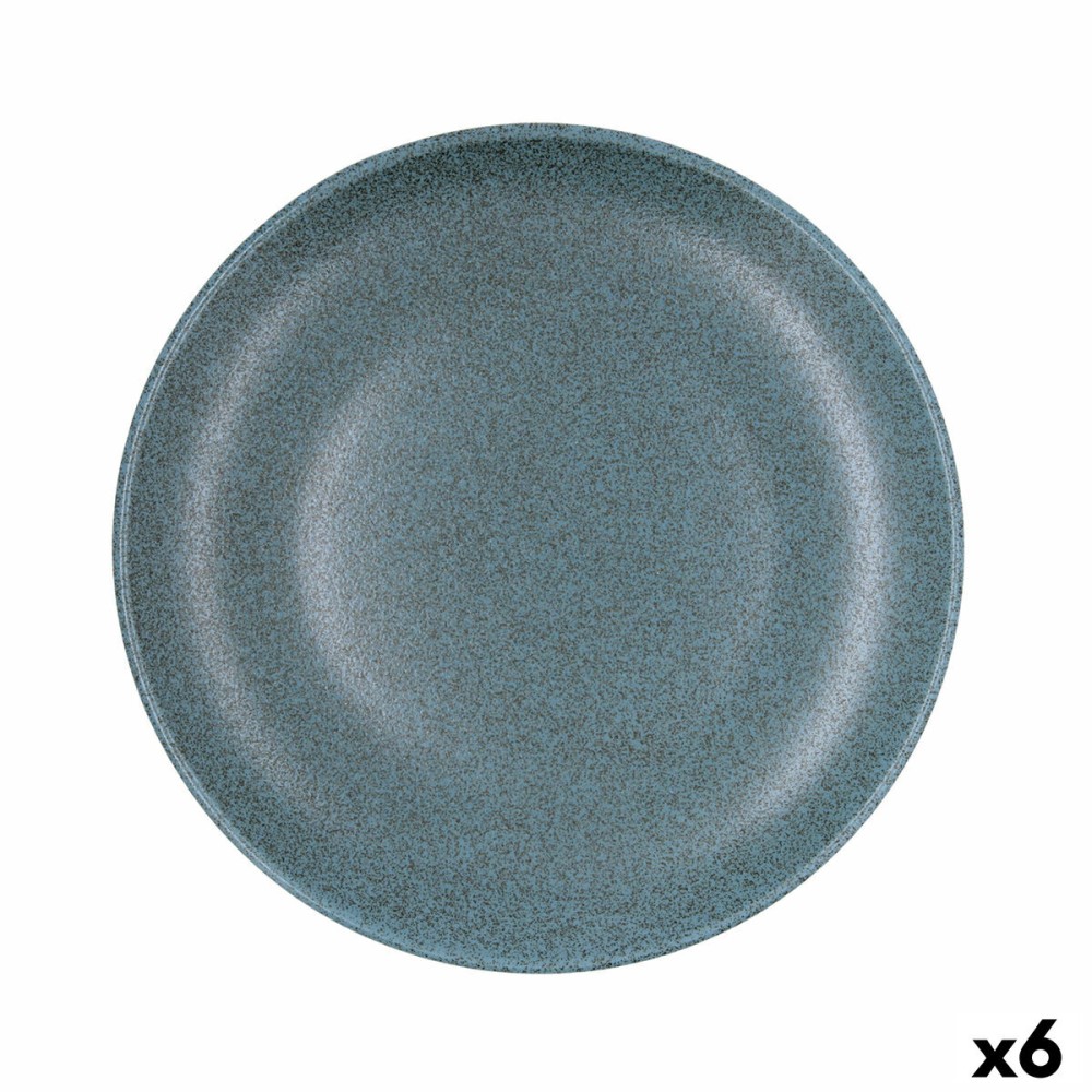 Flat Plate Bidasoa Element Hydrozero Blue Ceramic Ø 27 cm (6 Units)